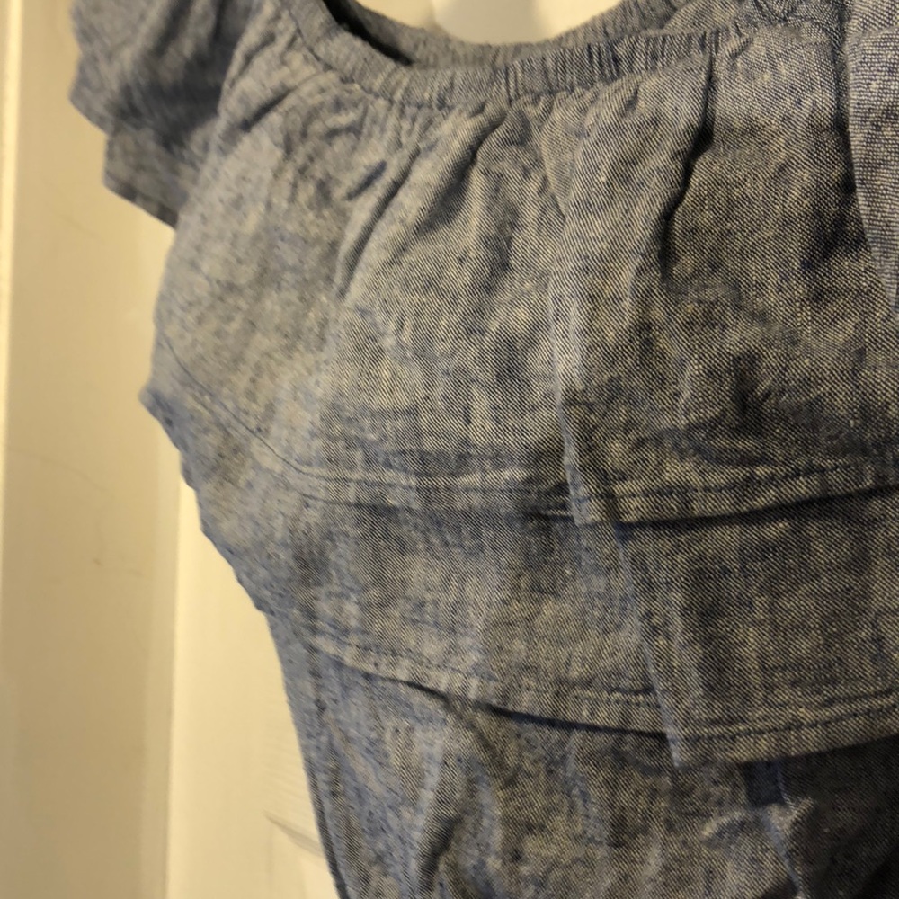 Express Gray Ruffle Off-Shoulder Top - Picture 2 of 3